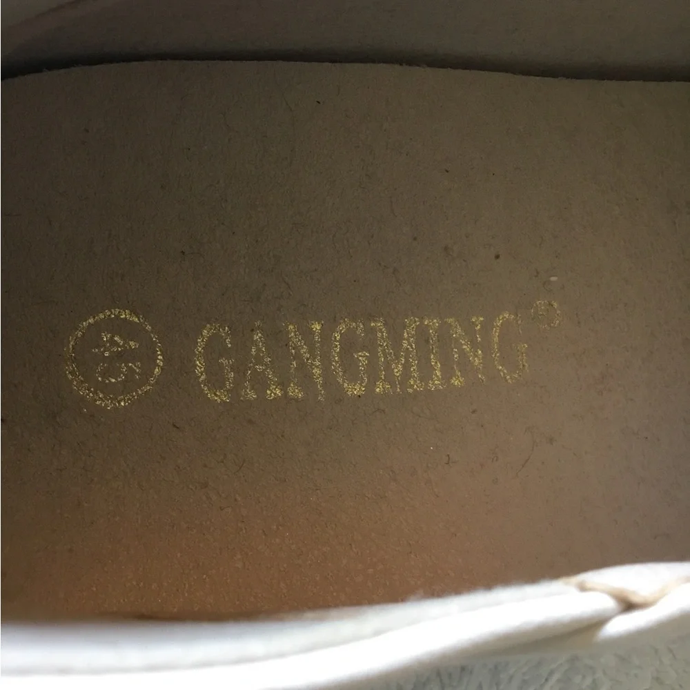 Gangming Cream Double-Buckle Loafers with Gold Hardware